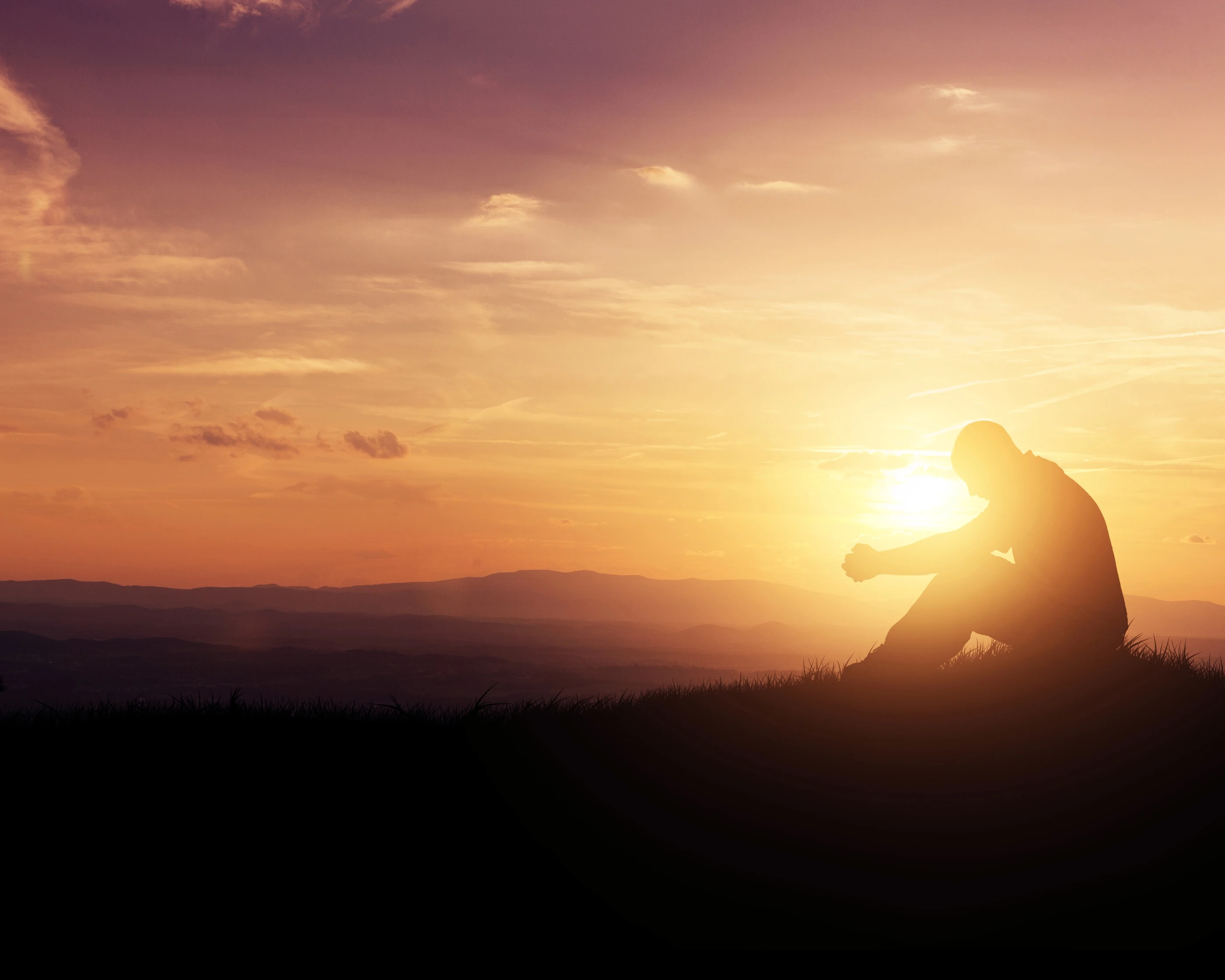 praying sunset heart found lost he soul